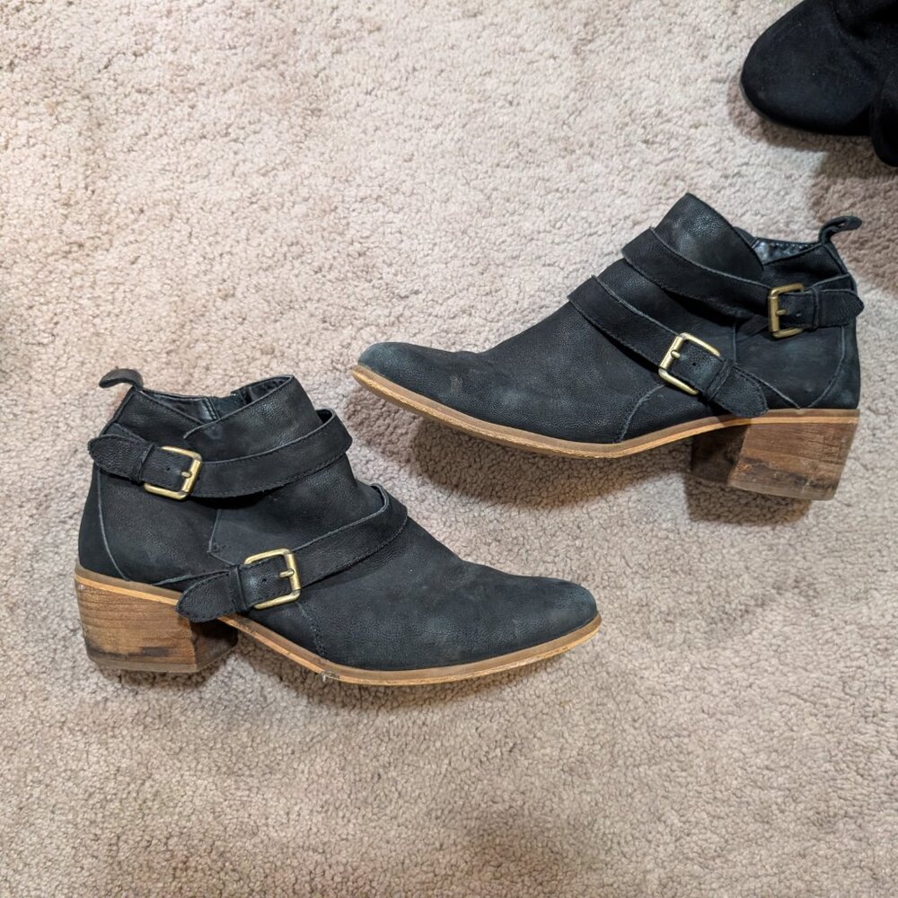 Black Buckled Ankle Boots